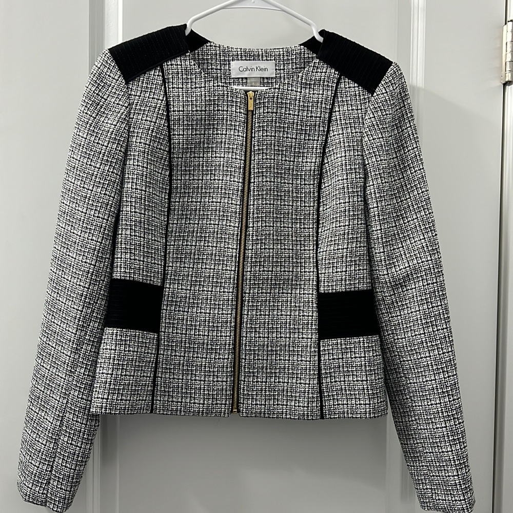 Calvin Klein collarless zip up jacket